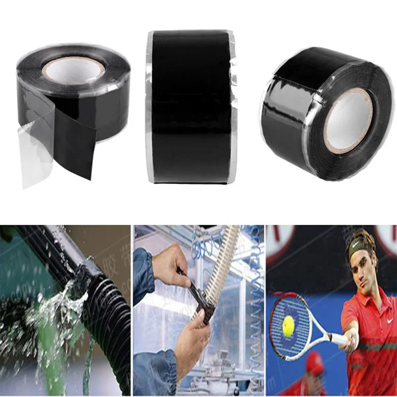 

1Pcs Useful Tools Waterproof Silicone Performance Repair Tape Bonding Rescue Self Fusing Hose Black Garden Water Pipe Connector
