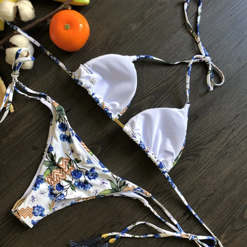 

2020 Split Women's Print Swimsuit Sexy Triangle Bikini 2 Piece Set Women Bathing Suit Women Bikini 2020