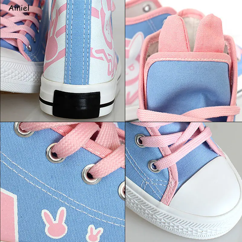 

Ainiel Hot Game OW D.Va Cosplay Costume DVA DJ Tracer Mercy Cosplay Beautiful Tennis Shoes Girls Halloween Women Canvas Shoes