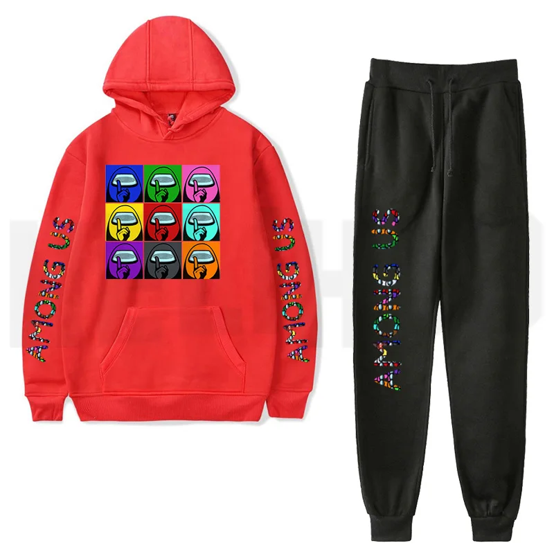 

Among Us Sweatshirts Impostor Oversized Tracksuit Hoodies Sweatpants 2 Pcs/set Children's Winter Anime Pullover 2020 Hot Game