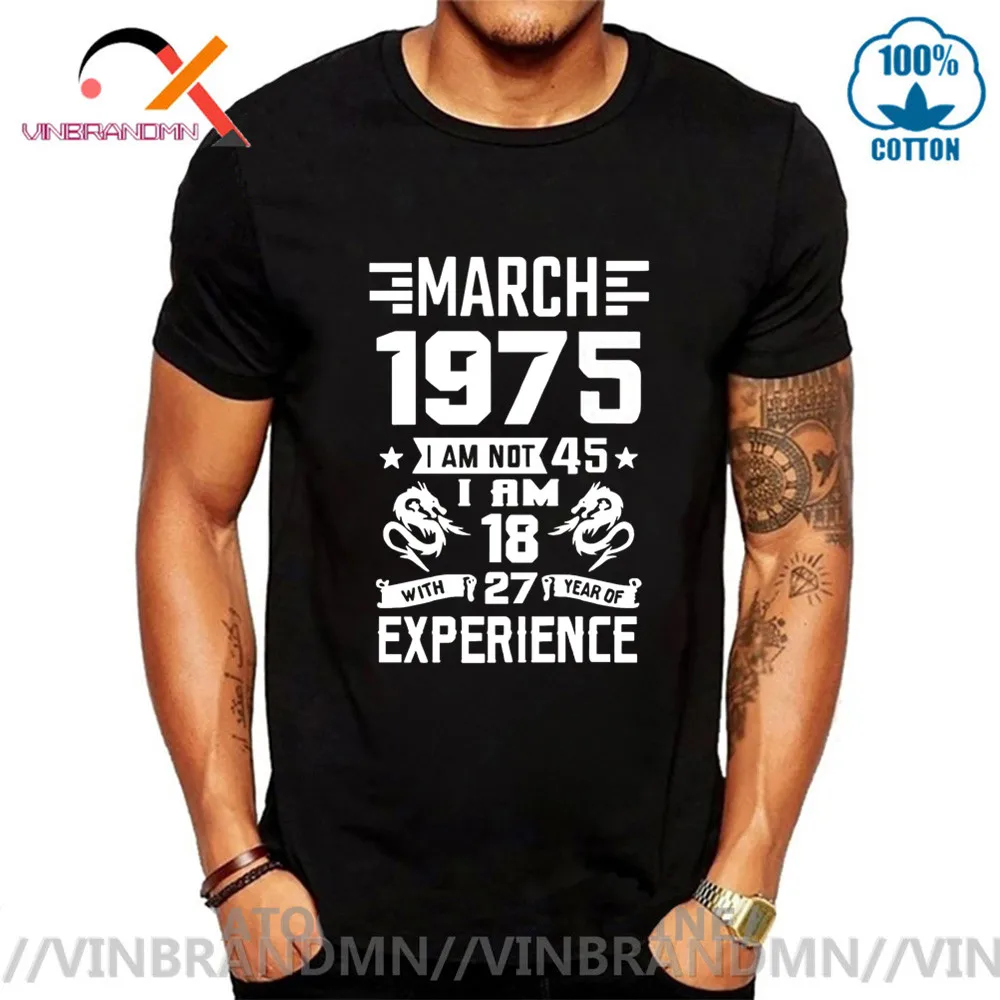 

Vintage Born In March 1975 T shirt men Born in 1975 T-shirts Retro Father Dad Thanksgiving Birthday Gift Tshirt