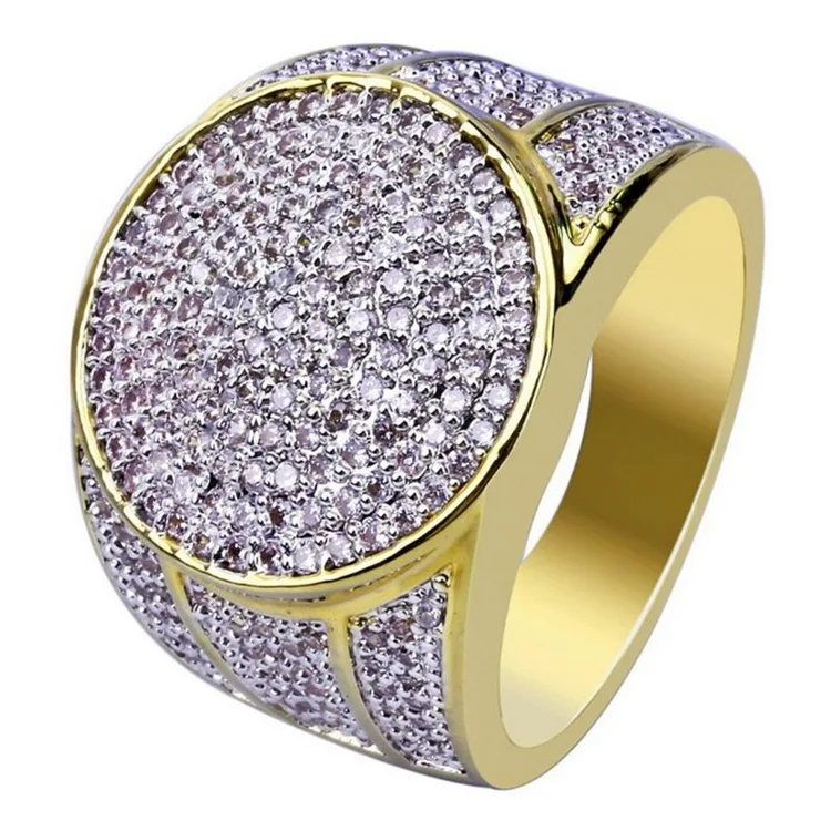 Большие кольца для мужчин и женщин Iced Out Bling квадратное кольцо хип-хоп микро проложенные Стразы золотого цвета ювелирные аксессуары Z4N942 - Цвет основного камня: Ring N950