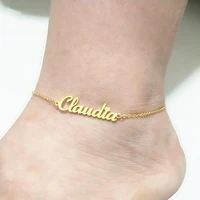 personalized name custom anklet for women men gold silver color stainless steel leg chain female bracelets anklets foot jewelry