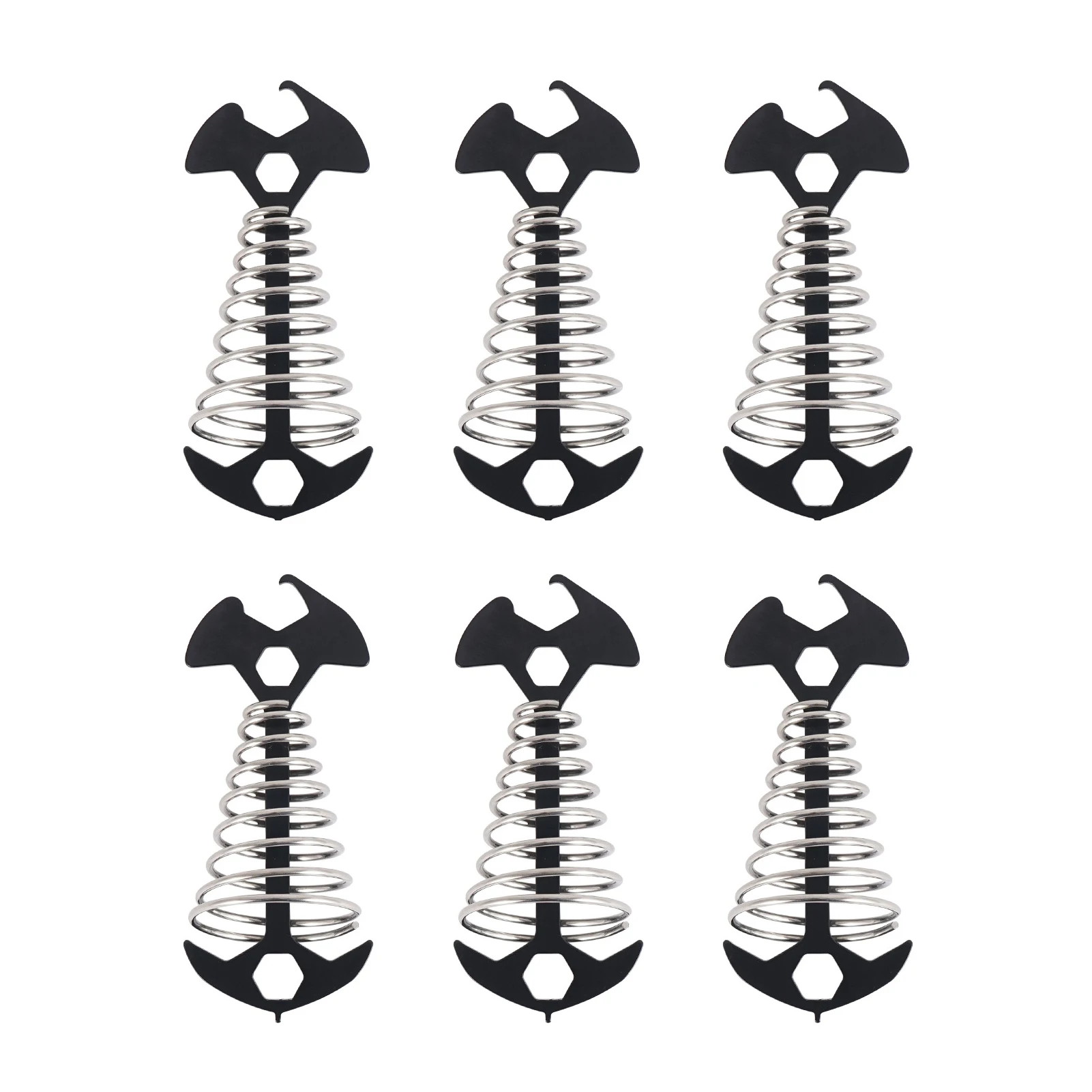 

6 шт. для палатки практичный переносной гвоздь для заземления в виде рыбьей кости из нержавеющей стали Пружинные аксессуары для кемпинга и п...