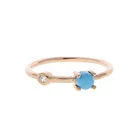 Кольцо-повязка с двумя камнями из розового золота с фианитами и бирюзой, простое тонкое кольцо для девушек и женщин, дешево