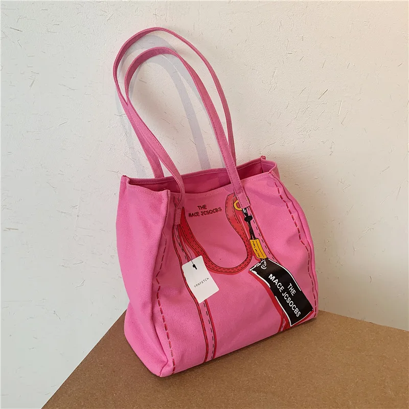 

Вместительная сумка для женщин, новинка, модная сумка-тоут для работы, ручная сумка, повседневная универсальная Холщовая Сумка на одно плеч...