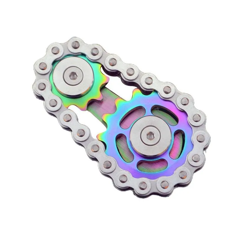 

1PC Fingertip Toys Gyro Sprocket Flywheel Fingertip Kids Gear Spinner Spinner Metal Toy Chain Fidget Gifts Christmas Q6R2