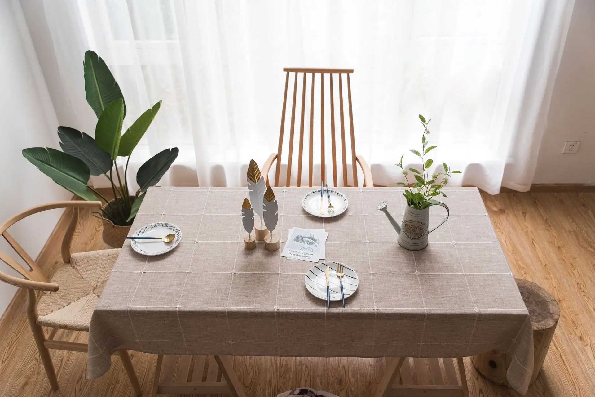 

Japanese Table Cloth Cotton-Linen-Style Polyester Plaid Lattice Tablecloth Coffee House Rectangular Dining table cover towel