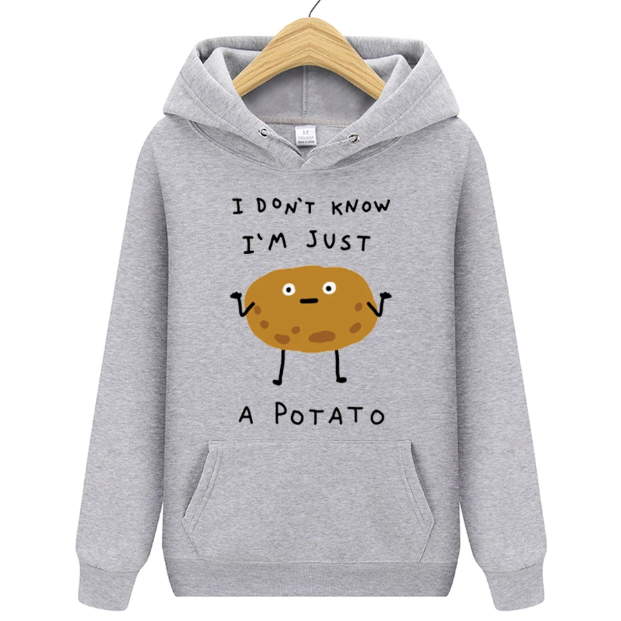 

Boys/Girls Hooded Hoodie JUST A Potato Printing Hoodies Autumn Warm Street Hoodie Women/ Men Football Hoodie Sweatshirt
