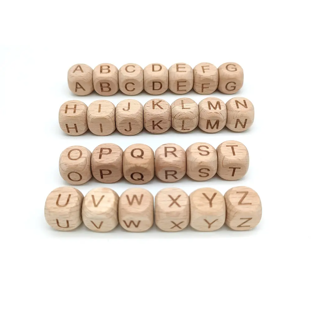 

20 шт., деревянные алфавитные бусины, 12 мм
