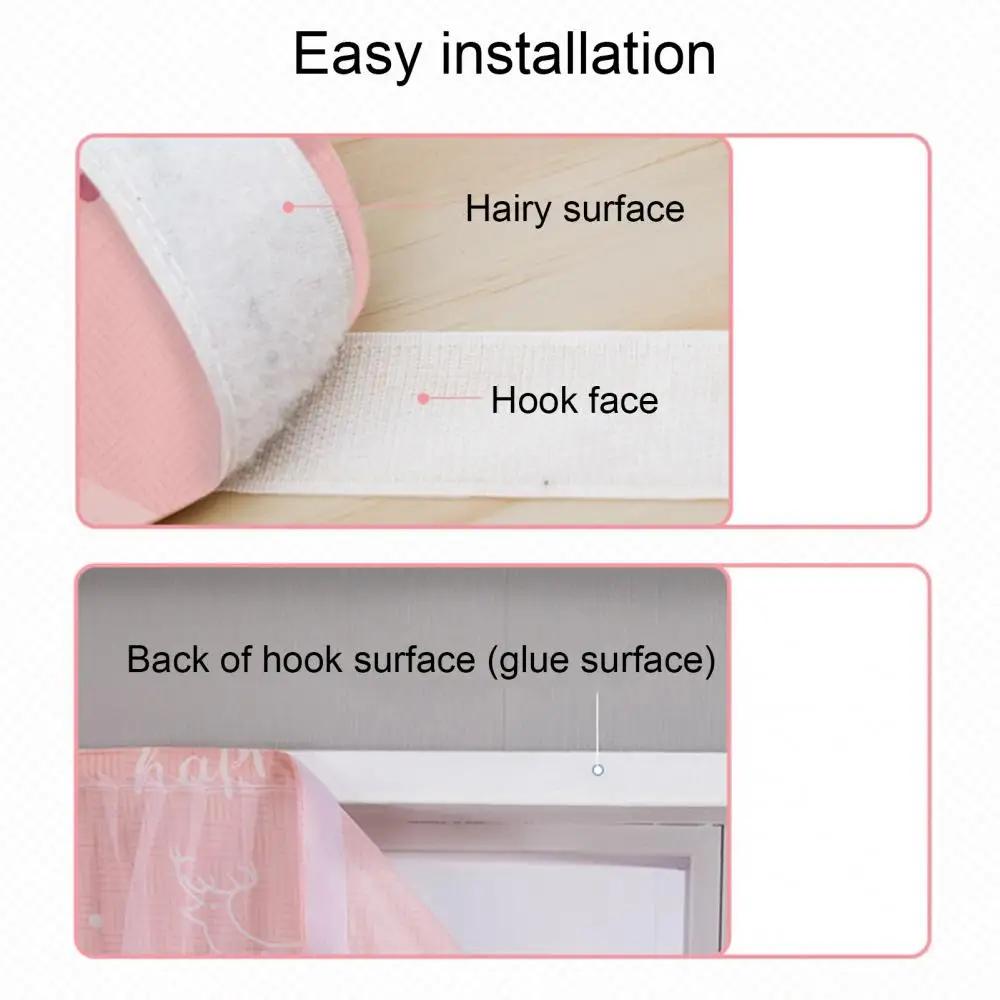 

Printed Punch-free Fastener Tape Curtain Nordic Style Bedroom Window Door Decor