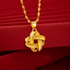 Ожерелье с подвеской в виде четырехлистного клевера с узлом Элегантное ожерелье с покрытием из желтого золота 18 карат Женское Обручальное свадебное ювелирное изделие подарок