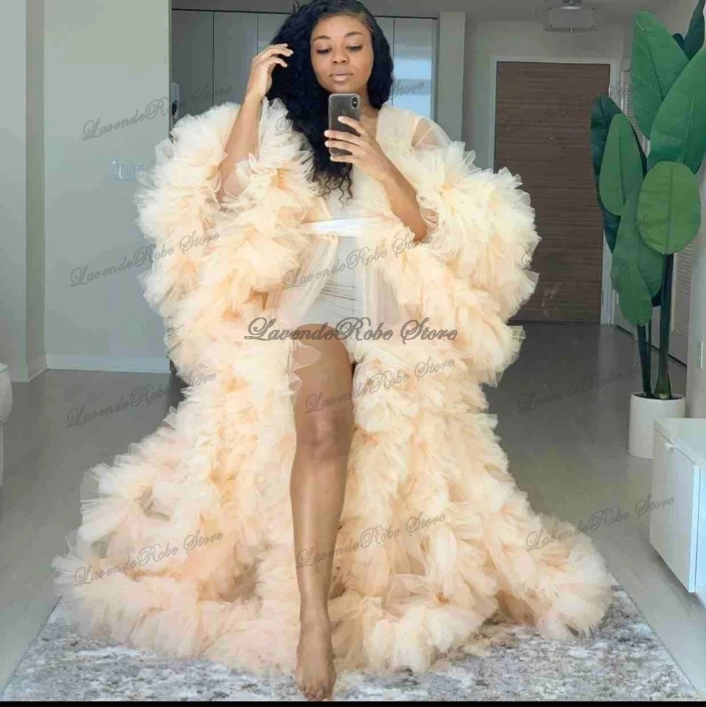 

Unique Prom Dresses Custom Tulle Maternity Robes Women Photoshoot Evening Gowns Fluffy Robe Wedding Party Pregnancy Dress