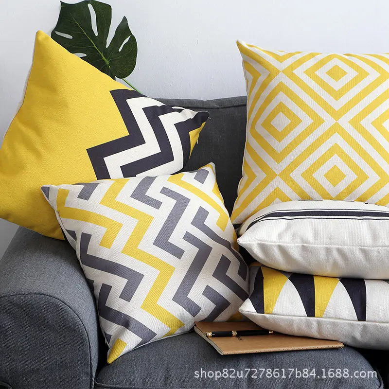 

Наволочка для дивана льняная 18x18 дюймов/45x5 см, простой чехол в скандинавском стиле с геометрическим узором для дивана, стула, плюшевая навол...