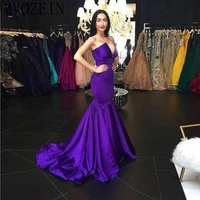 simple satin purple evening dresses mermaid v neck backless long formal party gowns prom dresses pageant gowns robe de soiree