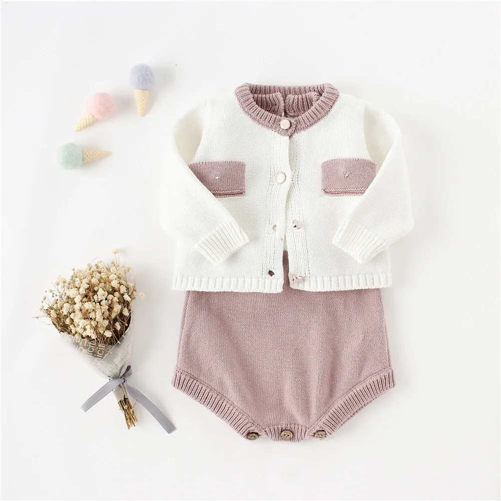 INS/Вязаный комбинезон с объемным карманом Детский кардиган свитер для мальчиков