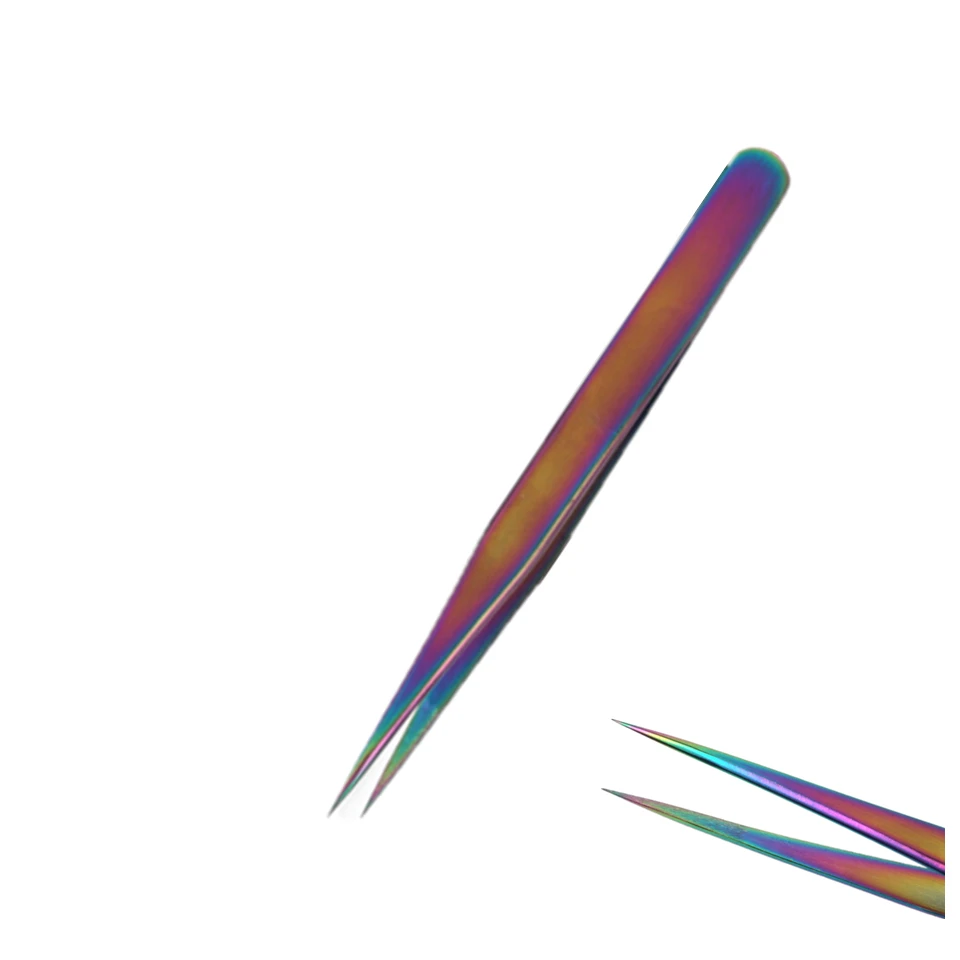 1PC Colored Straight 1 шт. пинцеты прямые, изогнутые для наращивания ресниц высокоточные пинцеты для бровей советы для дизайна ногтей кусачки инструменты для макияжа - Цвет: 1PC Colored Straight