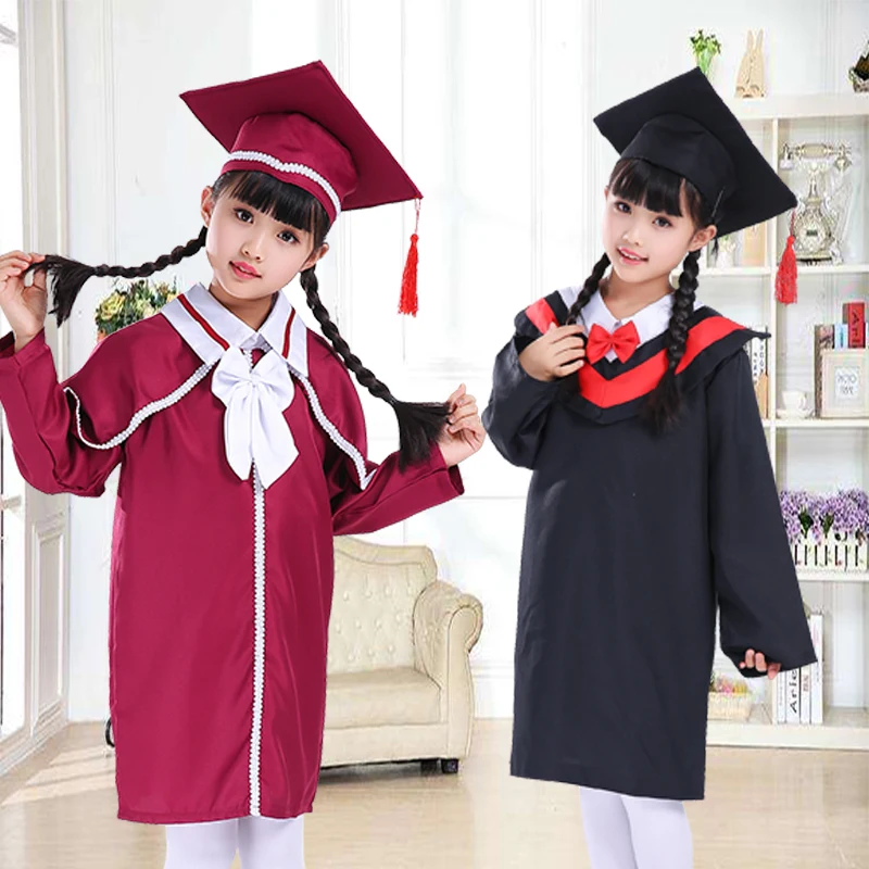 

Children's Graduation Dress Student Uniform Baby Performance Costume Bachelor Costume Girl Dresses with Hat Stage Suit 90-180Cm