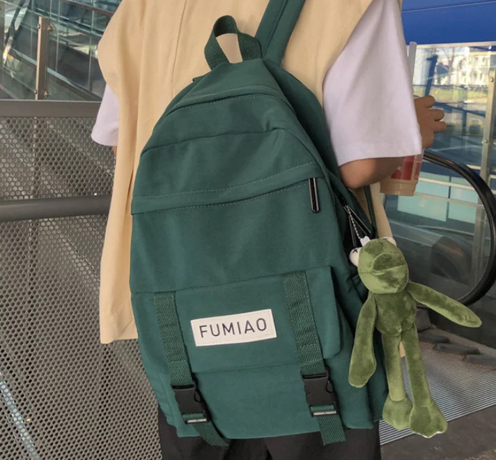

Plush Frog Pendant Backpack Women Waterproof Casual Outdoor Bag Senior Students School Backpacks Nylon Letter Plecak DF160