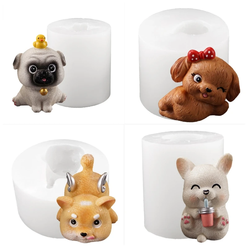 

Puppy Dog Soap Mold 4 Optional Designs Chocolate Cake Baking Fondant Cake Moulds 3D Dog Silicone Molds
