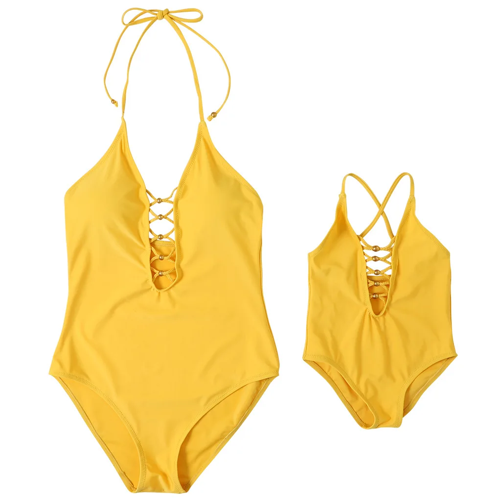 

2020 Lemonsissi Parent-Child Swimwear Girls Swimsuit Swimwear Children Swimming Suit Monokini Swimming Suit