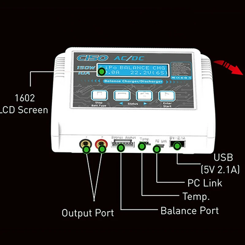 

C150 RC Balance Lipo Battery 150W 10A 1-6S Smart Battery Charger Discharger PUO88