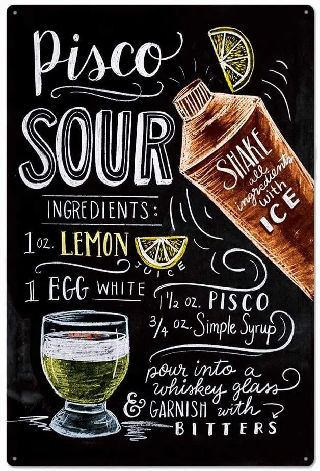

Pisco Sour Новинка парковочный Ретро металлический фотопостер Настенный декор потертый шикарный подарок