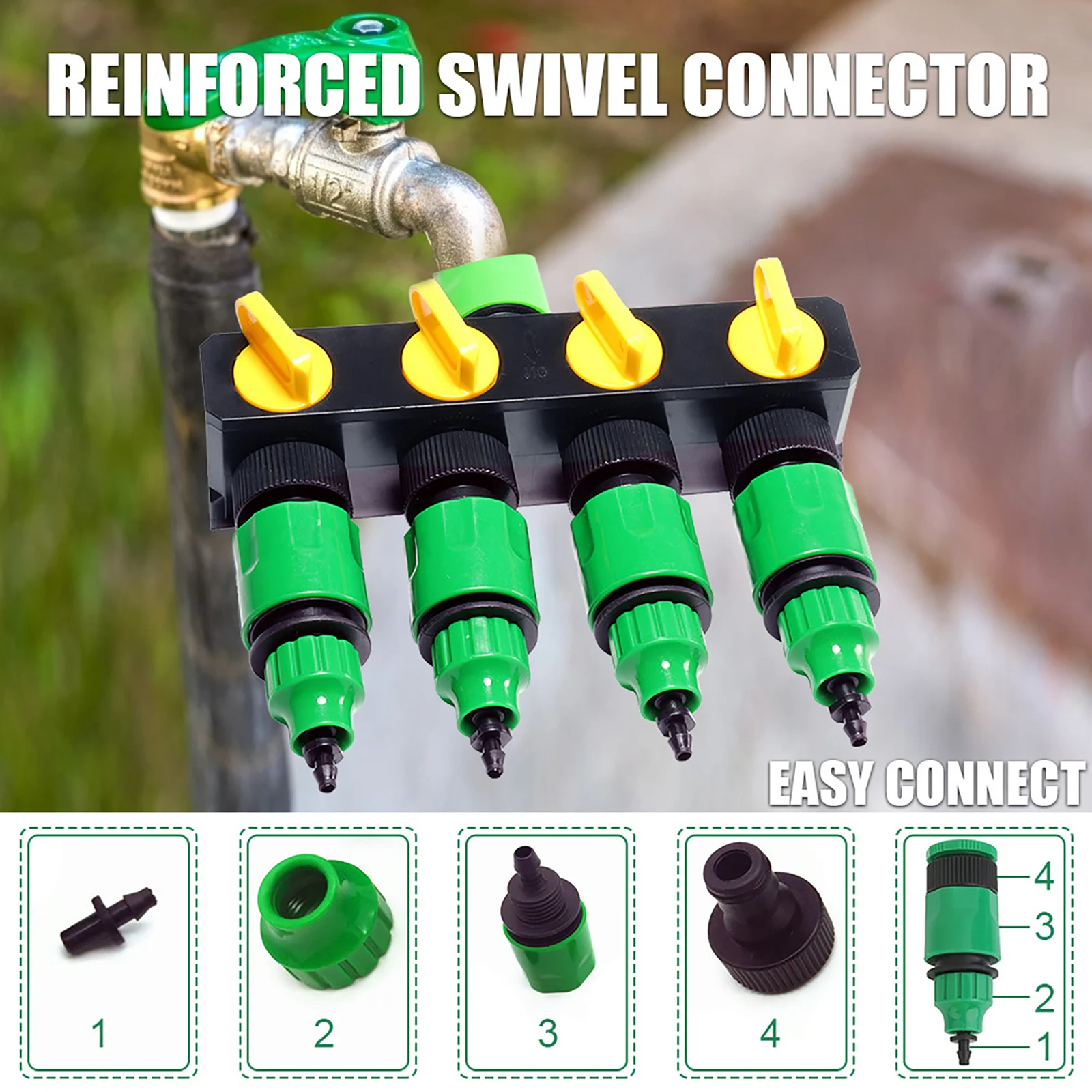 

Garden Faucet Shunt Park Forest Plant Watering Device Shunt Backyard Hose Connectors Fittings Watering Four Ways Shunts