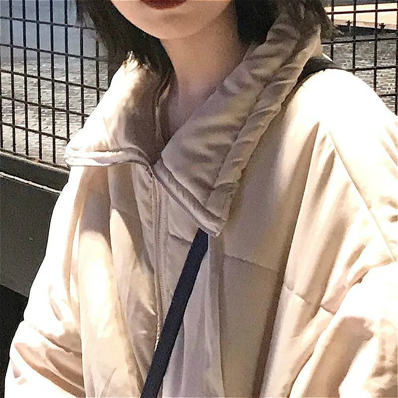 

Short Style Parkas Women Newly Solid Harajuku All-match Lady Coats Thicker Warm Popular Lovely Ulzzang Kawaii Loose Young Winter