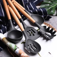 silicone spatula utensils turner heat resistant soup spoon non stick spatula shovel wooden handle cooking shovel kitchen tool