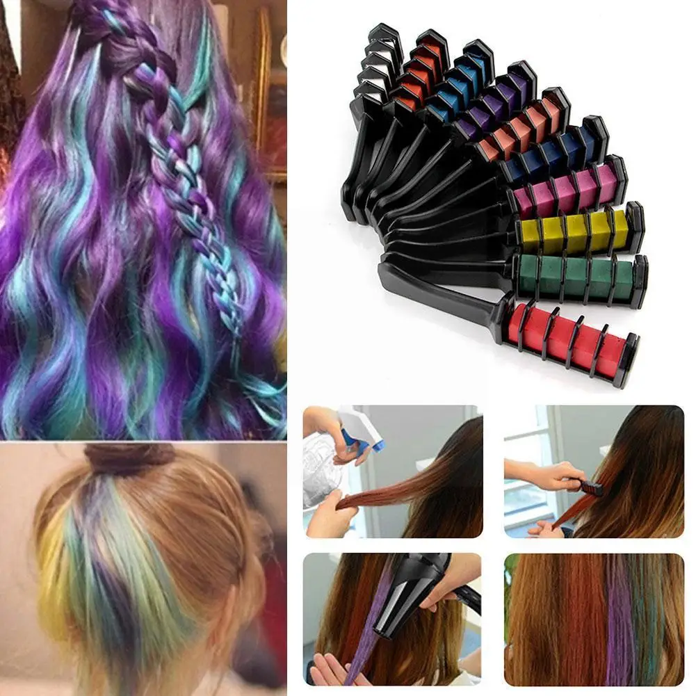 10 Color Disposable Colorful Hairdressing Comb Chalk Color Stick Comb Washable Hair Dye For Party Hair Color Comb Dye Chalk M9Y2