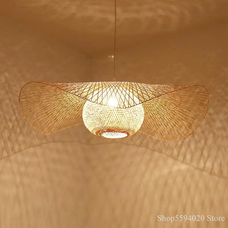 Chinese Bamboo Pendant Light Weaving Wicker Rattan Shade E27 Lamps for Living Room Bedroom Dining Home Decor Indoor Lighting | Лампы и