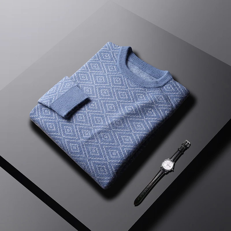 Мужской кашемировый свитер с круглым вырезом и длинным рукавом | Мужская одежда