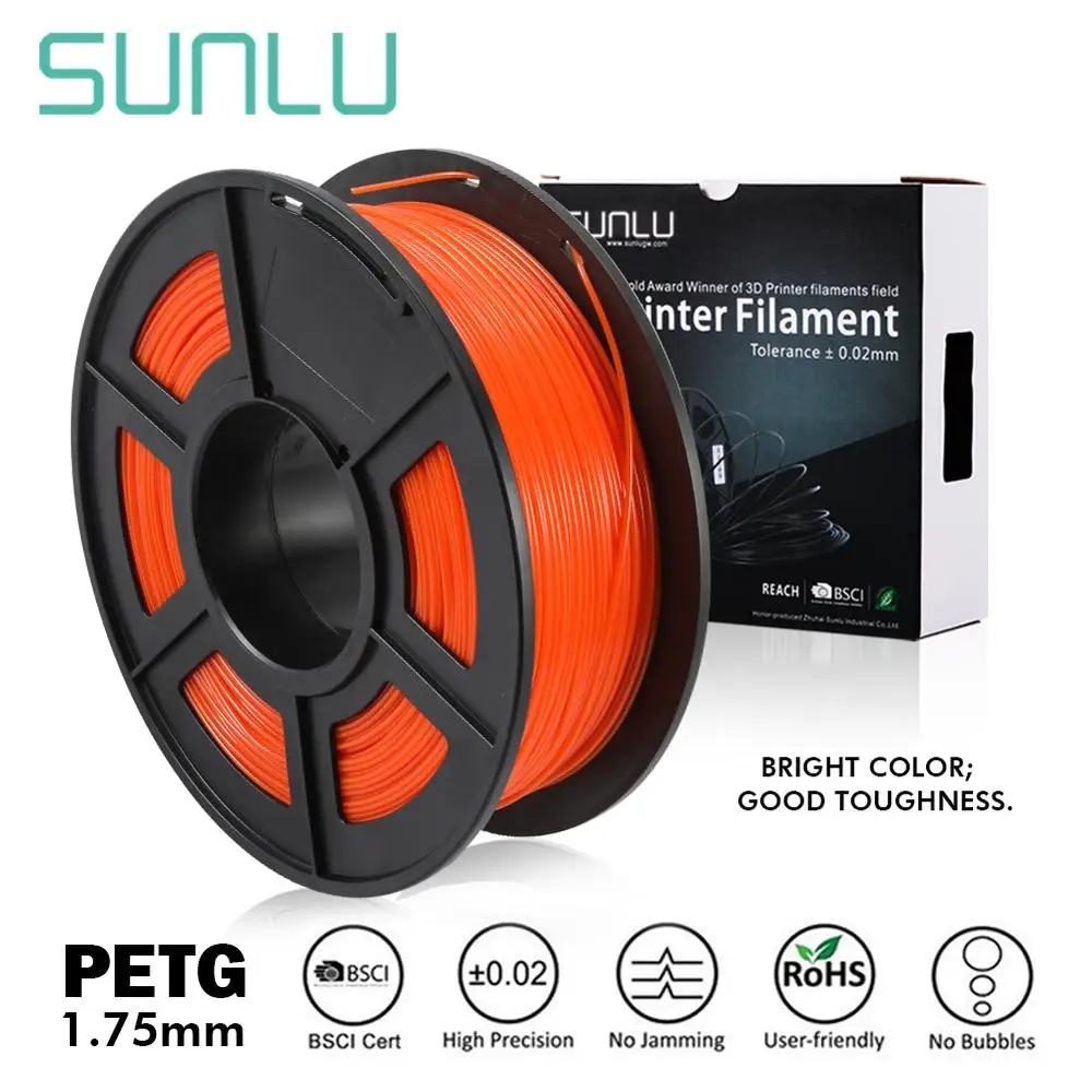 SUNLU 3d принтер Филамент PETG Оранжевый 1,75 мм 1 кг/2.2LBS с катушкой материал пластик нить PETG Лидер продаж