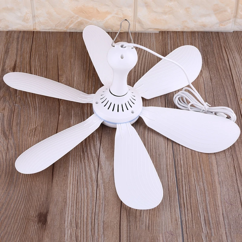 

Silent 6 Leaves USB Powered Ceiling Canopy Fan with Remote Control Timing 4 Speed Hanging Fan for Camping Bed Tent