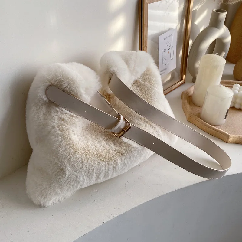 

Plush Wool Women Large Capacity Shoulder Bag Winter Solid Color Kawaii Soft Fluffy Crossbody Bags Female Cheap Shopper Bag Tote