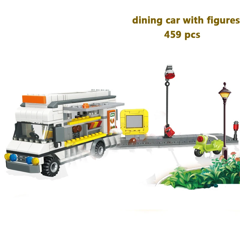 

City Town Street View Farm Village Building Blocks Set Shop Wagon Architecture House Model Friends Educational Toys For Children
