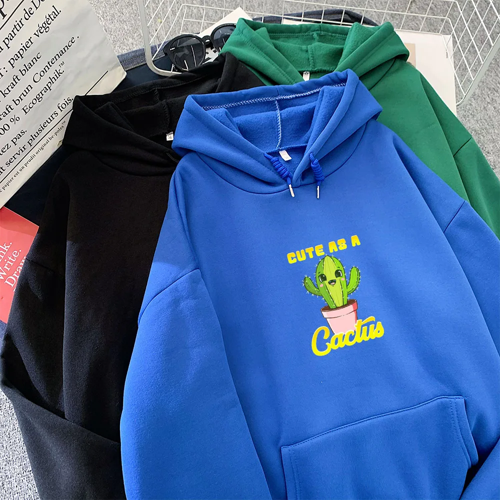 

Hoodies Cartoon Character Clothes Thick Loose Warmer Fleece Oversize Sweatshirts Women Letter Cactus Women Hoodies Winter Hoodie