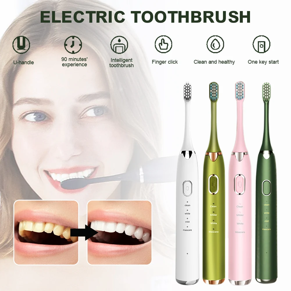 

Electric Toothbrush Rechargeable Toothbrush for Deep Cleaning with 4 Modes and 3 Brush Heads Oral Care for Adults Fast Delivery