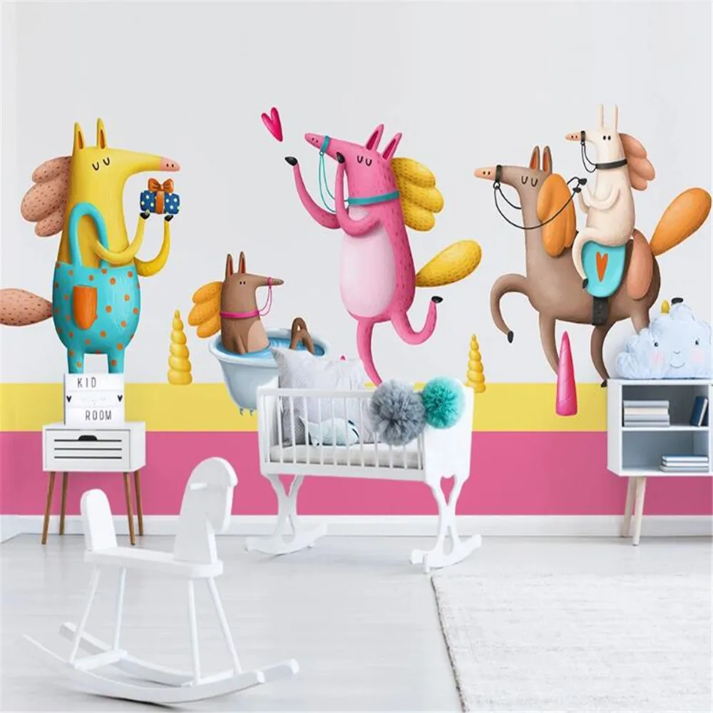

milofi factory custom wallpaper mural 3d nordic hand-painted cartoon animal children's room background wallpaper mural