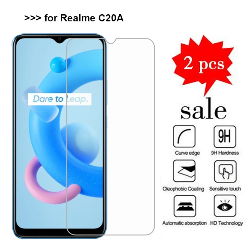 2 шт. закаленное стекло для Realme C20A C 20A C20 A Pelicula 9H Защитное Realmi RMX3063 Защитная пленка