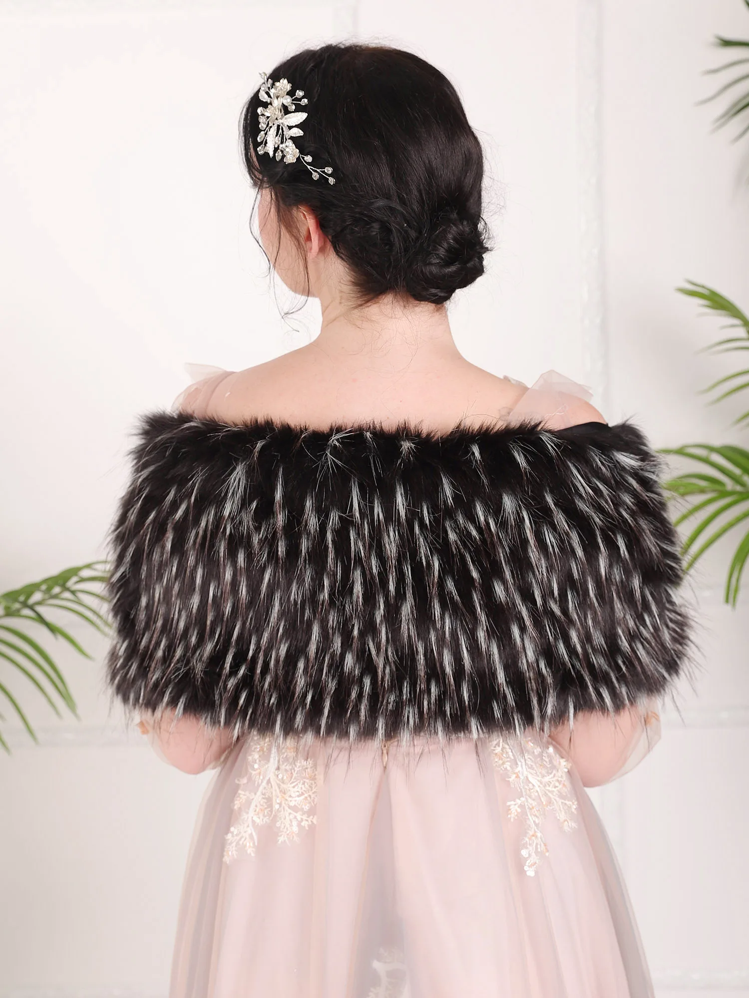 Винтажные черно-белые загадочные теплые шарфы халат с перьями накидка свадебное