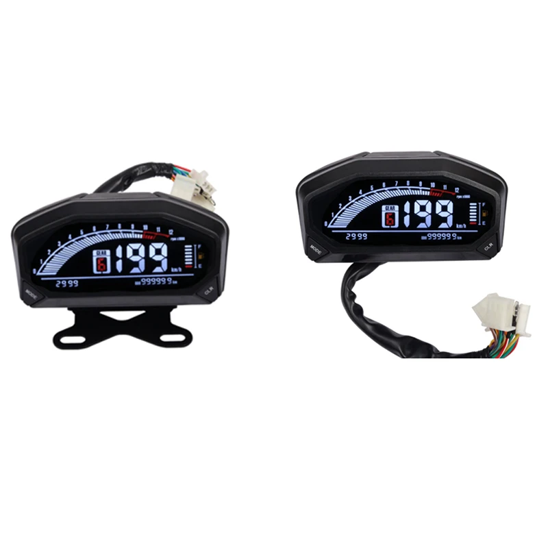 Universal Motorcycle LED LCD Speedometer Digital Odometer Tachometer 12000 RPM Meter for 1 2 4 Cylinders |