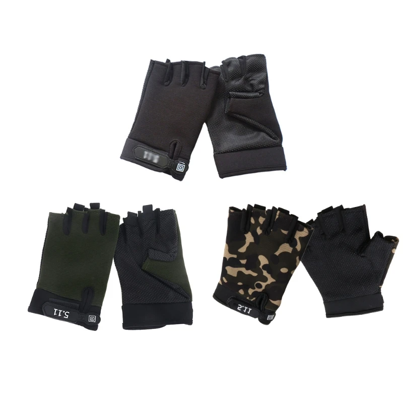 Перчатки мужские камуфляжные тактические амортизирующие митенки без пальцев