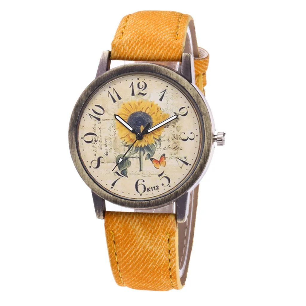 Модные женские наручные часы 2019 с циферблатом в виде подсолнуха для девушек