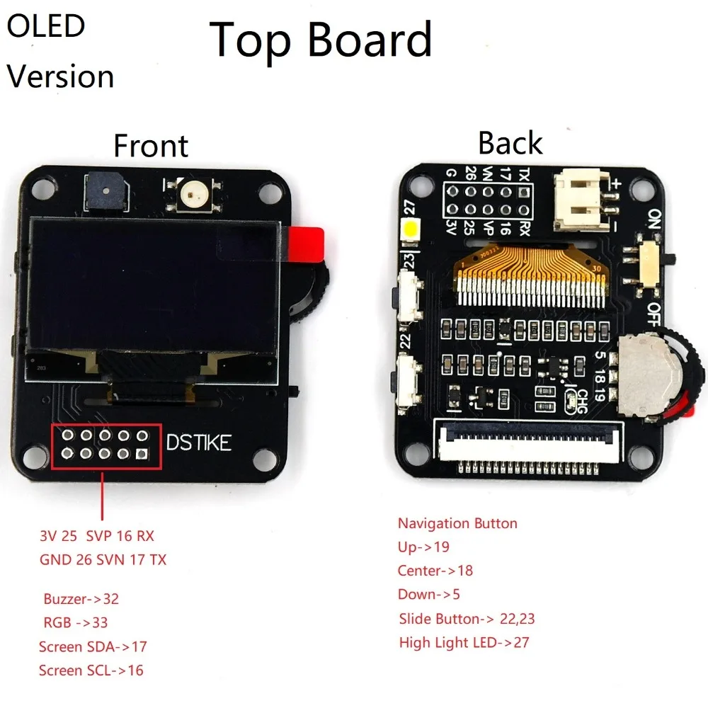 DSTIKE ESP32 часы DevKit изолятор балки встряхивая макетная плата OLED или на