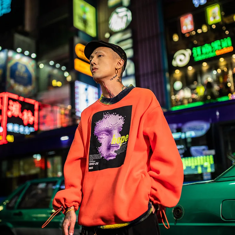 UNCLEDONJM флисовые толстовки мужские хип хоп теплые пуловеры с круглым вырезом