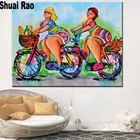Алмазная вышивка Fat lady, полноразмерная круглая картина из страз, мозаика для вышивки крестиком на велосипеде