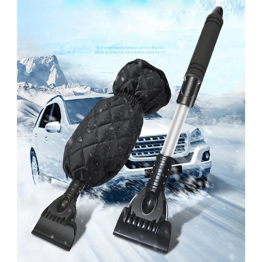 

Car Accessories Retractable Ice Shovel Vehicle Windshield Ice Scraper With Waterproof Glove Winter Snow Ice Scraper