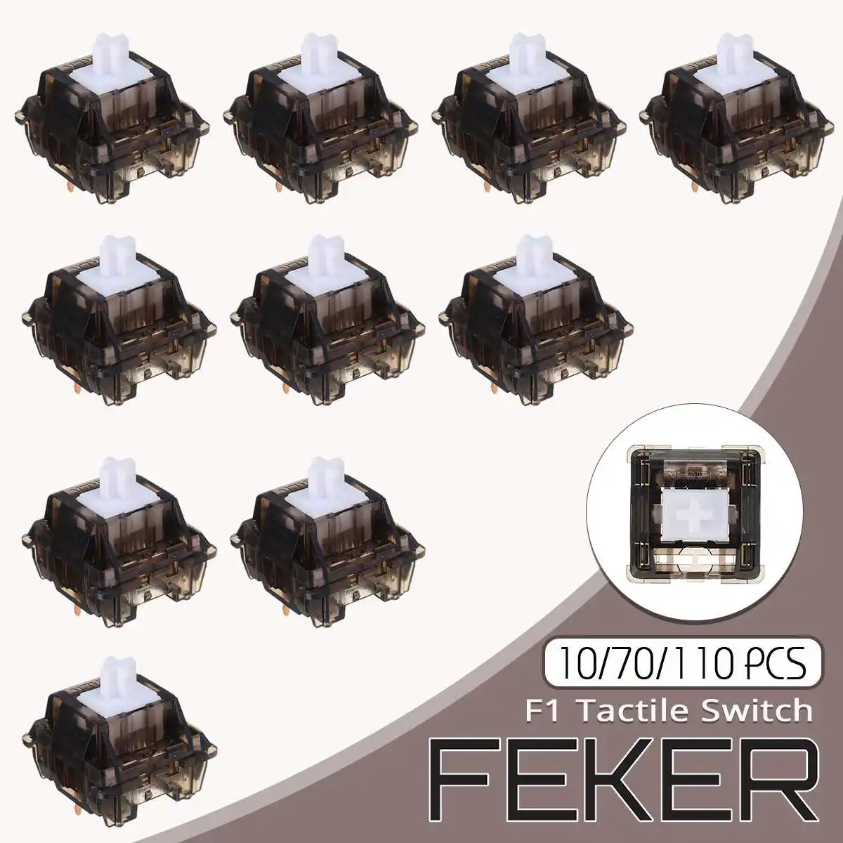 

10/70/110PCS 3 Pin Smokey Linear Switches POM Stem Keyboard Switch for Mechanical Keyboard Customize DIY Gamer NEW Arrival